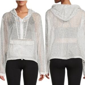 Good American Icy Leopard Print Windbreaker Jacket, size M NWT